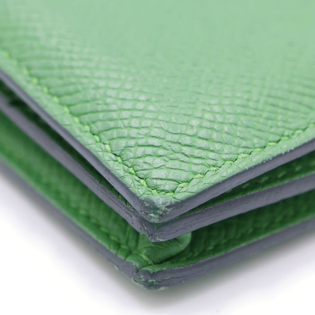 Hermes Bearn Souffle Wallet Card Case Mint Green Togo Silver — view 5