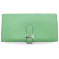 Hermes Bearn Souffle Wallet Card Case Mint Green Togo Silver