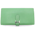 Hermes Bearn Souffle Wallet Card Case Mint Green Togo Silver