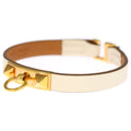 Hermes Mini Rival Leather Bracelet White Gold