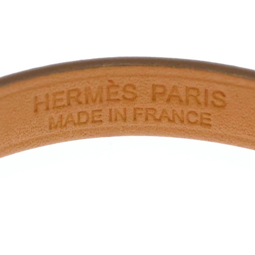 Hermes Mini Rival Leather Bracelet White Gold — view 5
