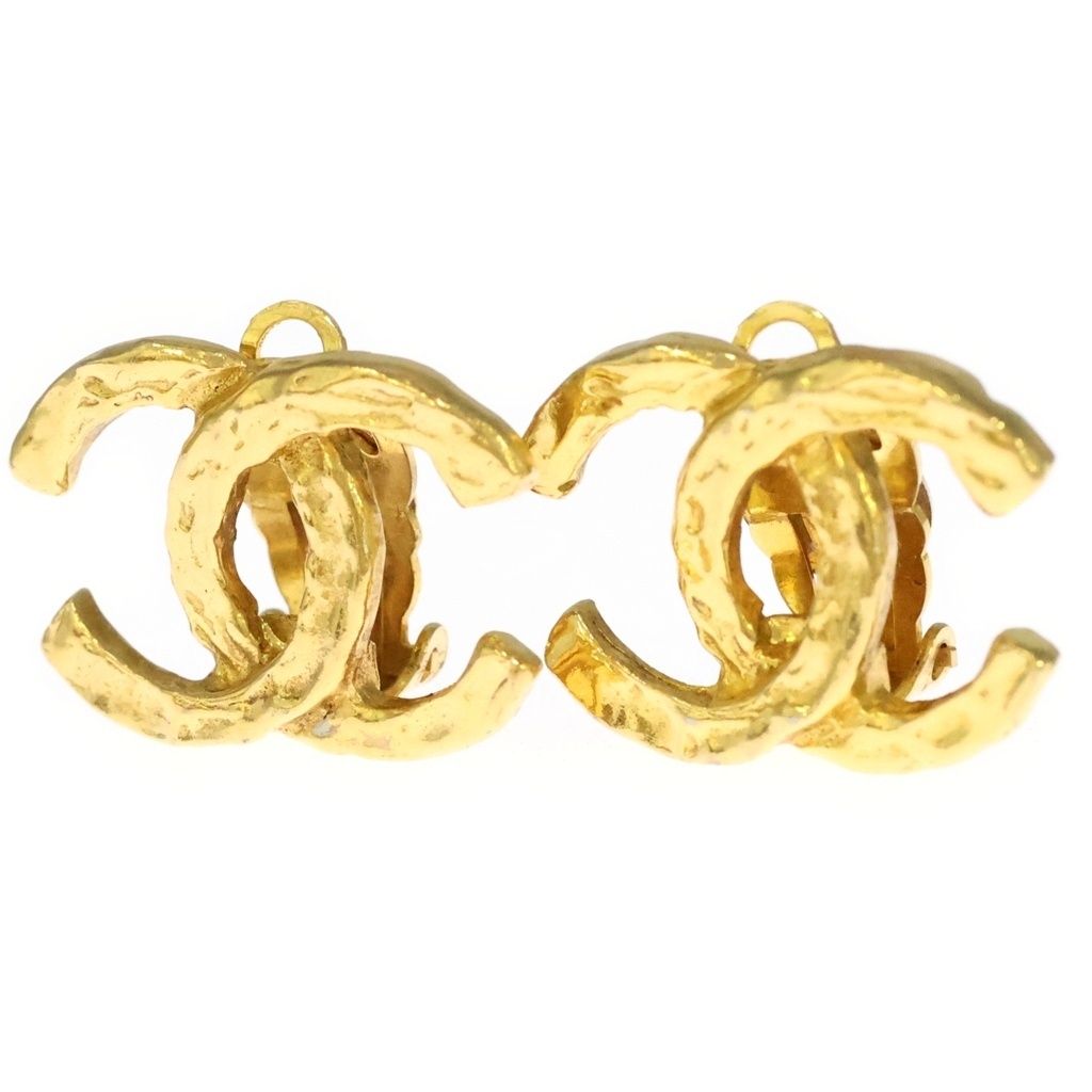 Chanel CC Logo Earrings Gold Plated