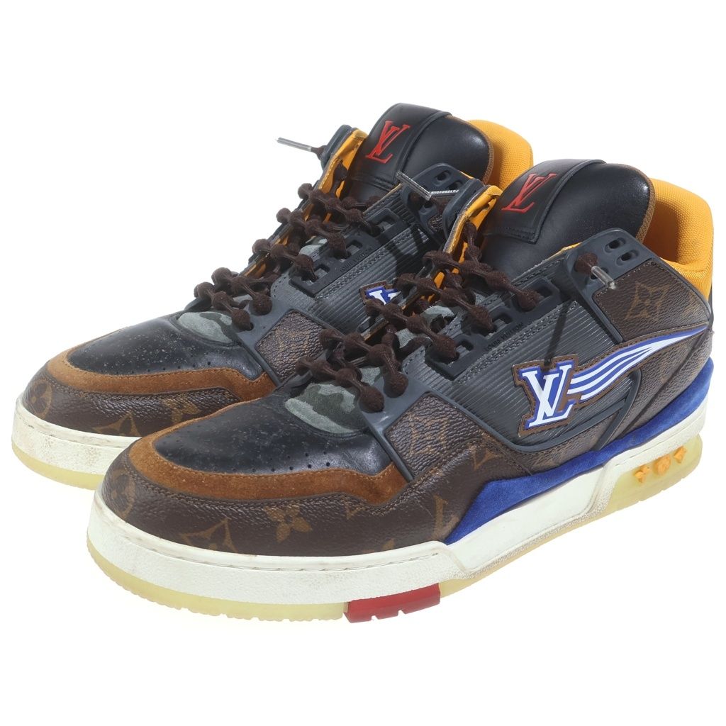 Louis Vuitton LV Trainer Line Monogram Leather High Cut Sneakers Brown — view 2