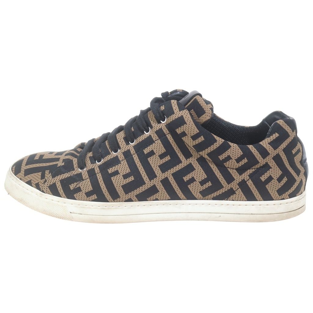 Fendi FF Logo Print Canvas Sneaker FF Zucca Low Cut Sneakers Brown
