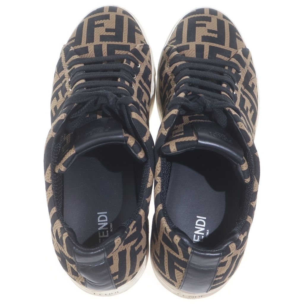 Fendi FF Logo Print Canvas Sneaker FF Zucca Low Cut Sneakers Brown — view 4