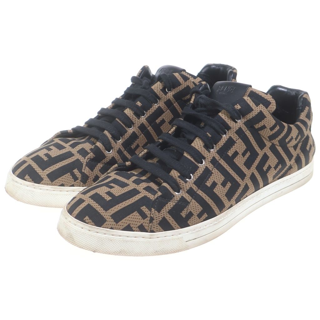 Fendi FF Logo Print Canvas Sneaker FF Zucca Low Cut Sneakers Brown — view 2