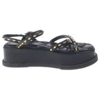 Louis Vuitton Maya Line Studded Leather Platform Sandals Shoes Black — view 6