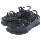 Louis Vuitton Maya Line Studded Leather Platform Sandals Shoes Black — view 2