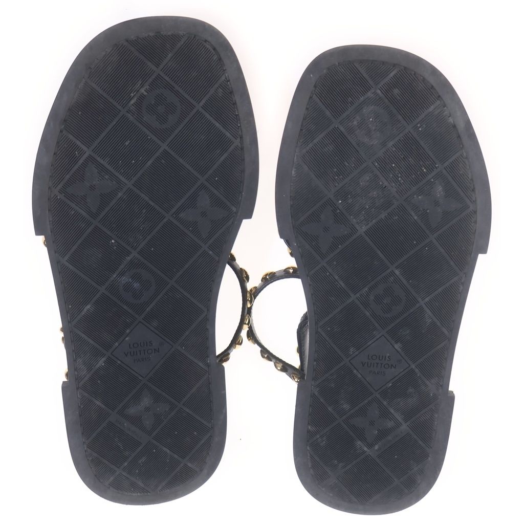 Louis Vuitton Maya Line Studded Leather Platform Sandals Shoes Black — view 5