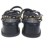 Louis Vuitton Maya Line Studded Leather Platform Sandals Shoes Black — view 3