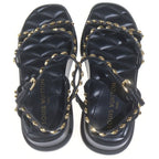 Louis Vuitton Maya Line Studded Leather Platform Sandals Shoes Black — view 4