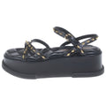 Louis Vuitton Maya Line Studded Leather Platform Sandals Shoes Black