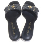 Louis Vuitton Mini Monogram LV Frame Leather Sandals Shoes Mules Black — view 4