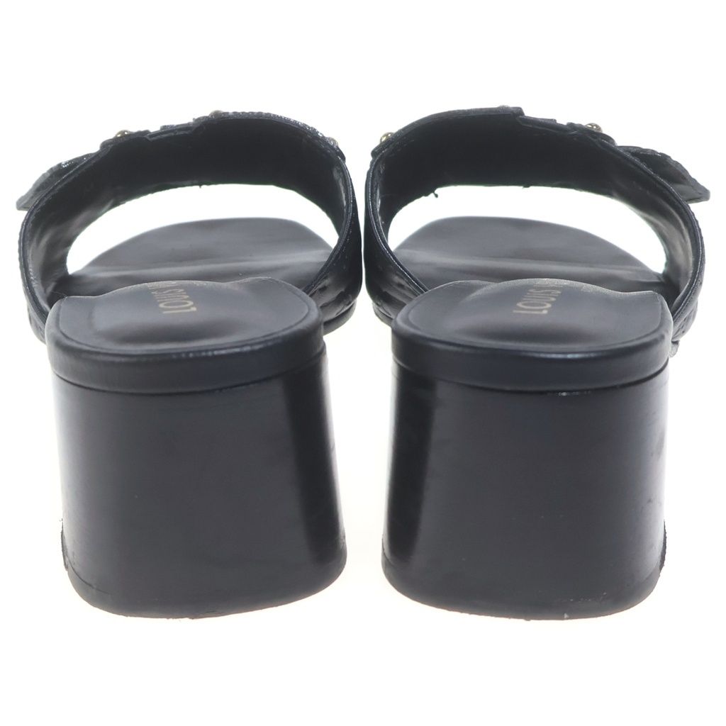 Louis Vuitton Mini Monogram LV Frame Leather Sandals Shoes Mules Black — view 3