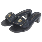Louis Vuitton Mini Monogram LV Frame Leather Sandals Shoes Mules Black — view 2