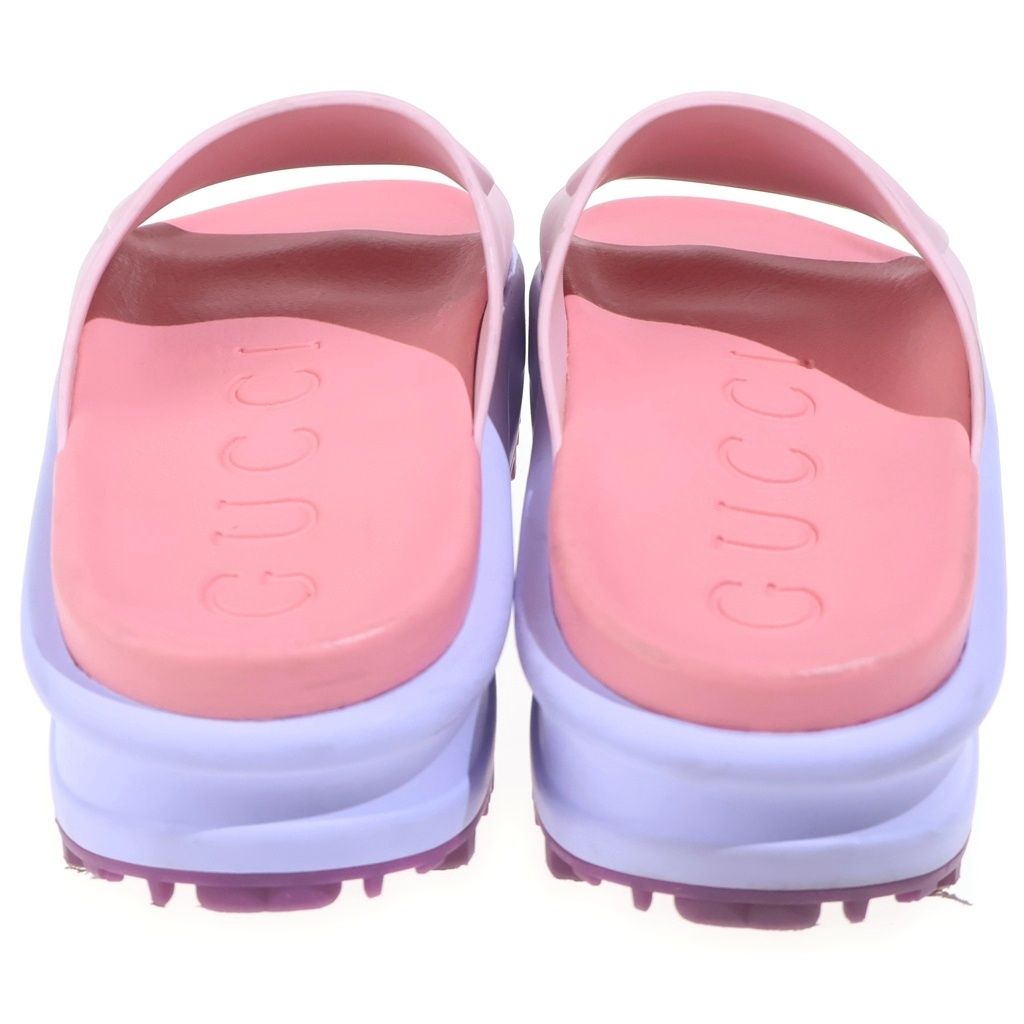 Gucci GG Slide Sandals Platform Rubber Shoes Pink Purple — view 3