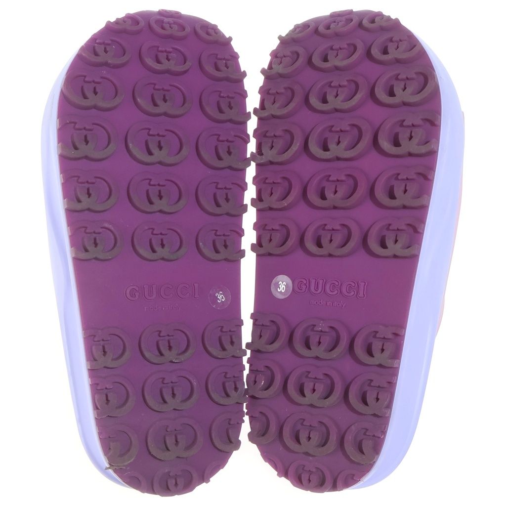 Gucci GG Slide Sandals Platform Rubber Shoes Pink Purple — view 5