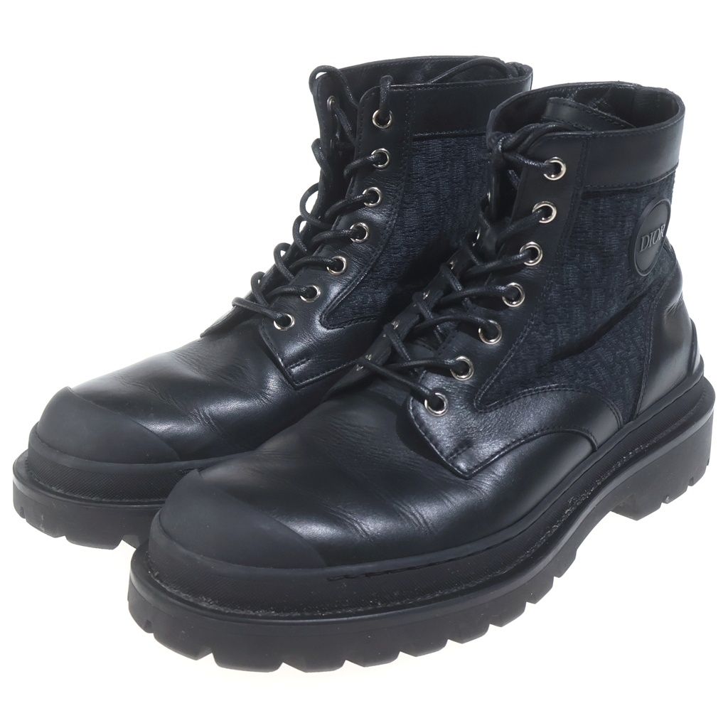 Dior Explorer Boots Oblique Ankle Black Leather Canvas — view 2