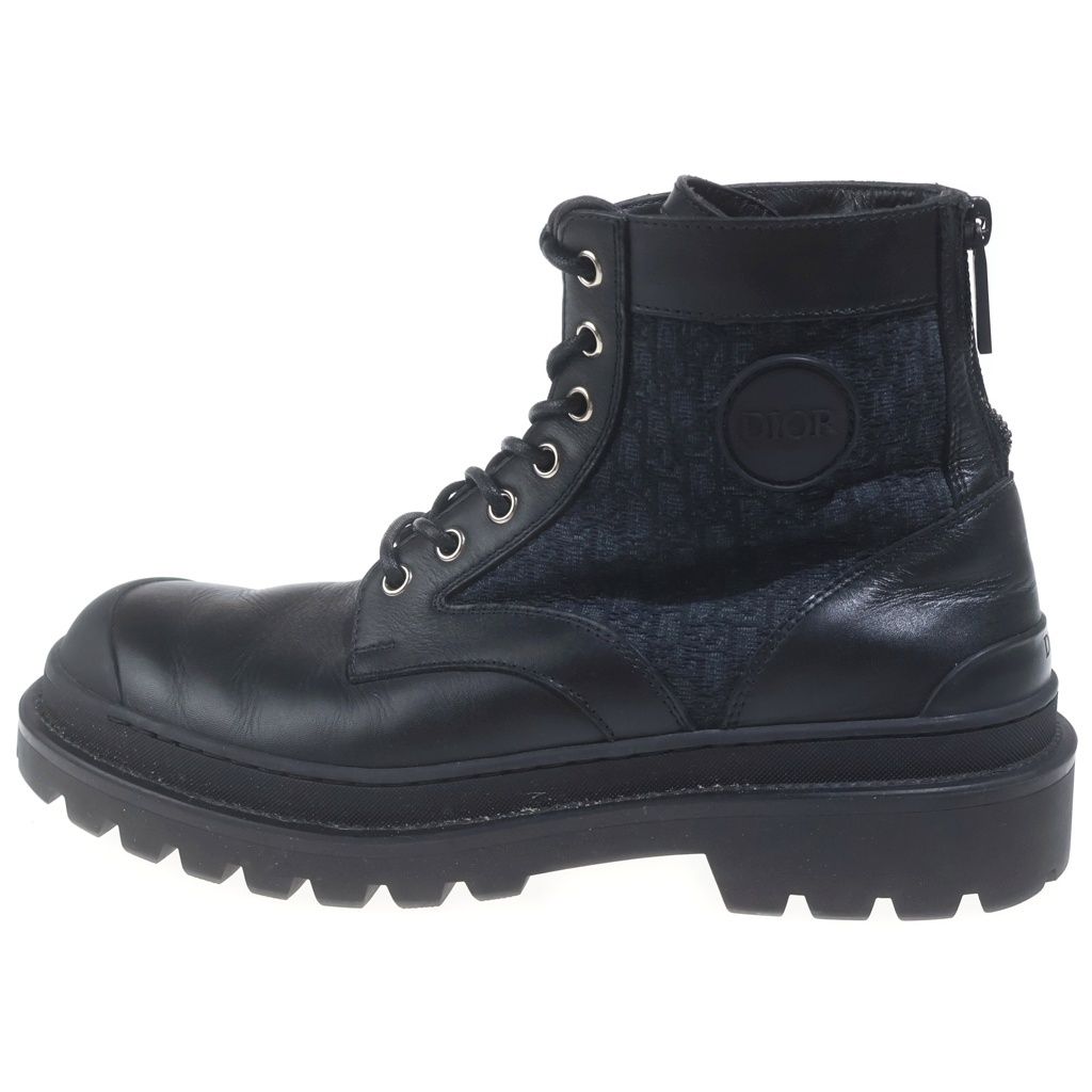 Dior Explorer Boots Oblique Ankle Black Leather Canvas