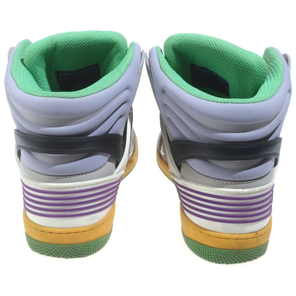 Gucci Basket Interlocking High Cut Sneakers Gray Yellow — view 3
