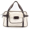 Loewe Repeat Anagram Boston Bag White Brown Leather Silver