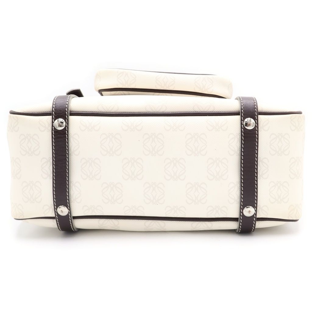 Loewe Repeat Anagram Boston Bag White Brown Leather Silver — view 4