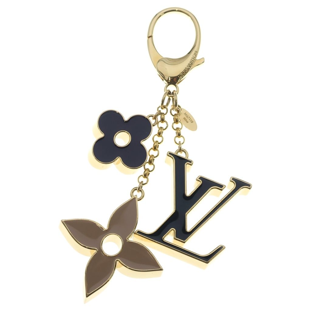 Louis Vuitton Full Monogram Bag Charm Key Holder Key Ring Gold Black