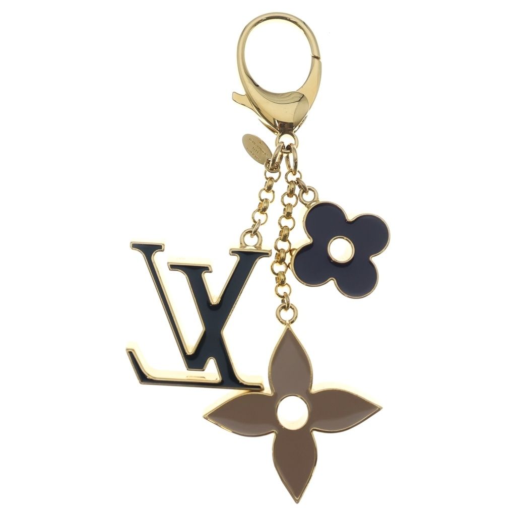 Louis Vuitton Full Monogram Bag Charm Key Holder Key Ring Gold Black — view 2