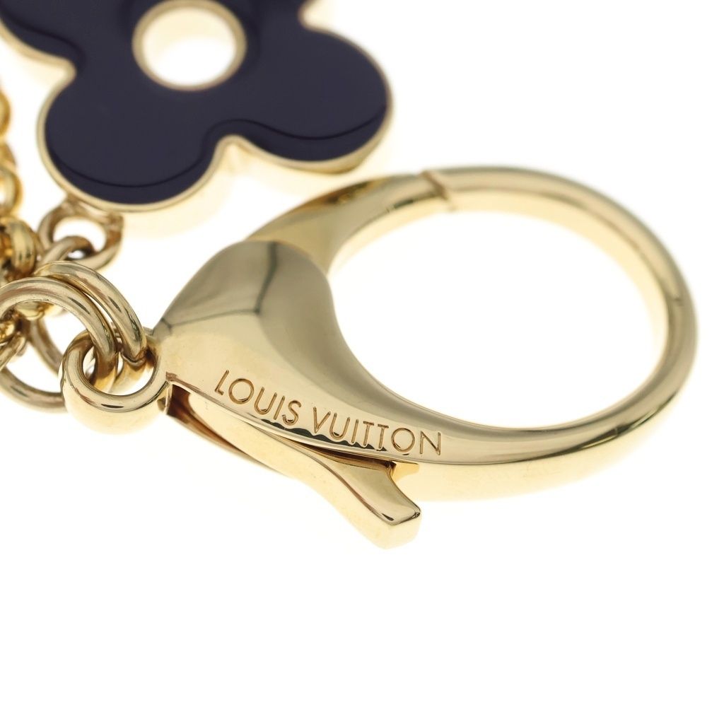 Louis Vuitton Full Monogram Bag Charm Key Holder Key Ring Gold Black — view 5
