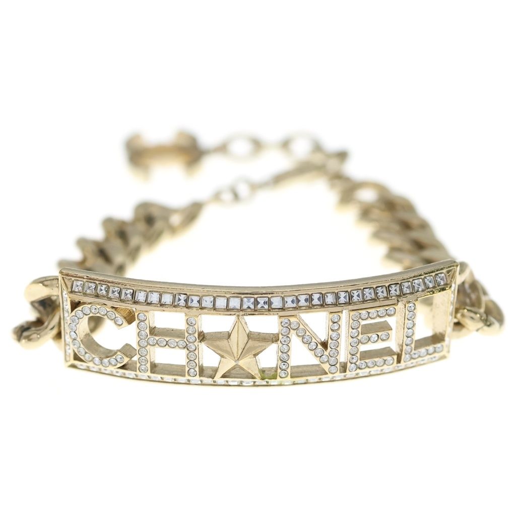 Chanel CC Logo Rhinestone Pharrell Collaboration Bracelet Gold — view 4