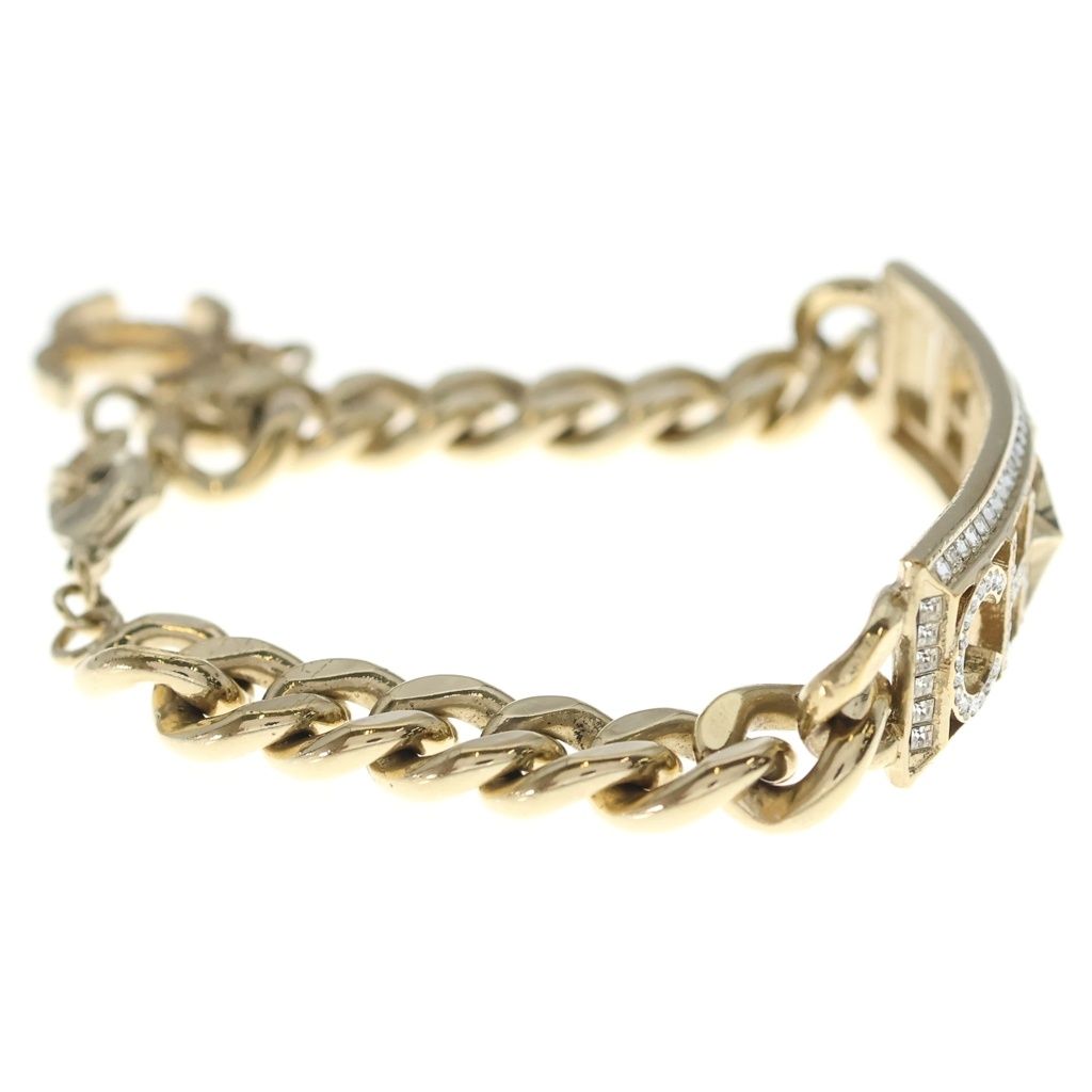 Chanel CC Logo Rhinestone Pharrell Collaboration Bracelet Gold — view 3