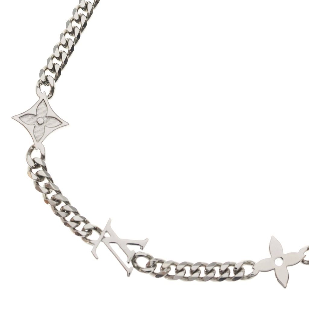 Louis Vuitton Monogram Low Long Chain Necklace Silver