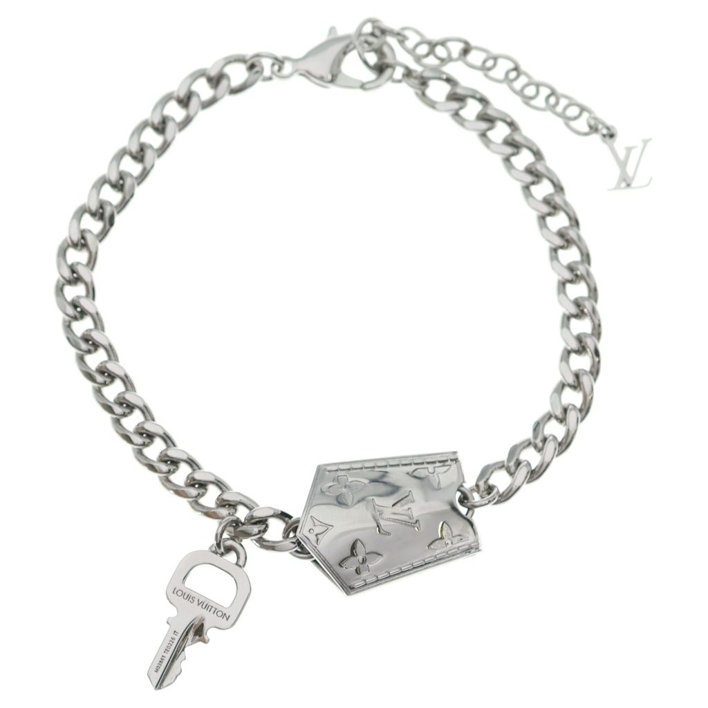 Louis Vuitton Bracelet LV Tag Chain Key Clochette Bangle Silver