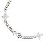 Louis Vuitton Monogram Low LV Initial Chain Necklace Silver