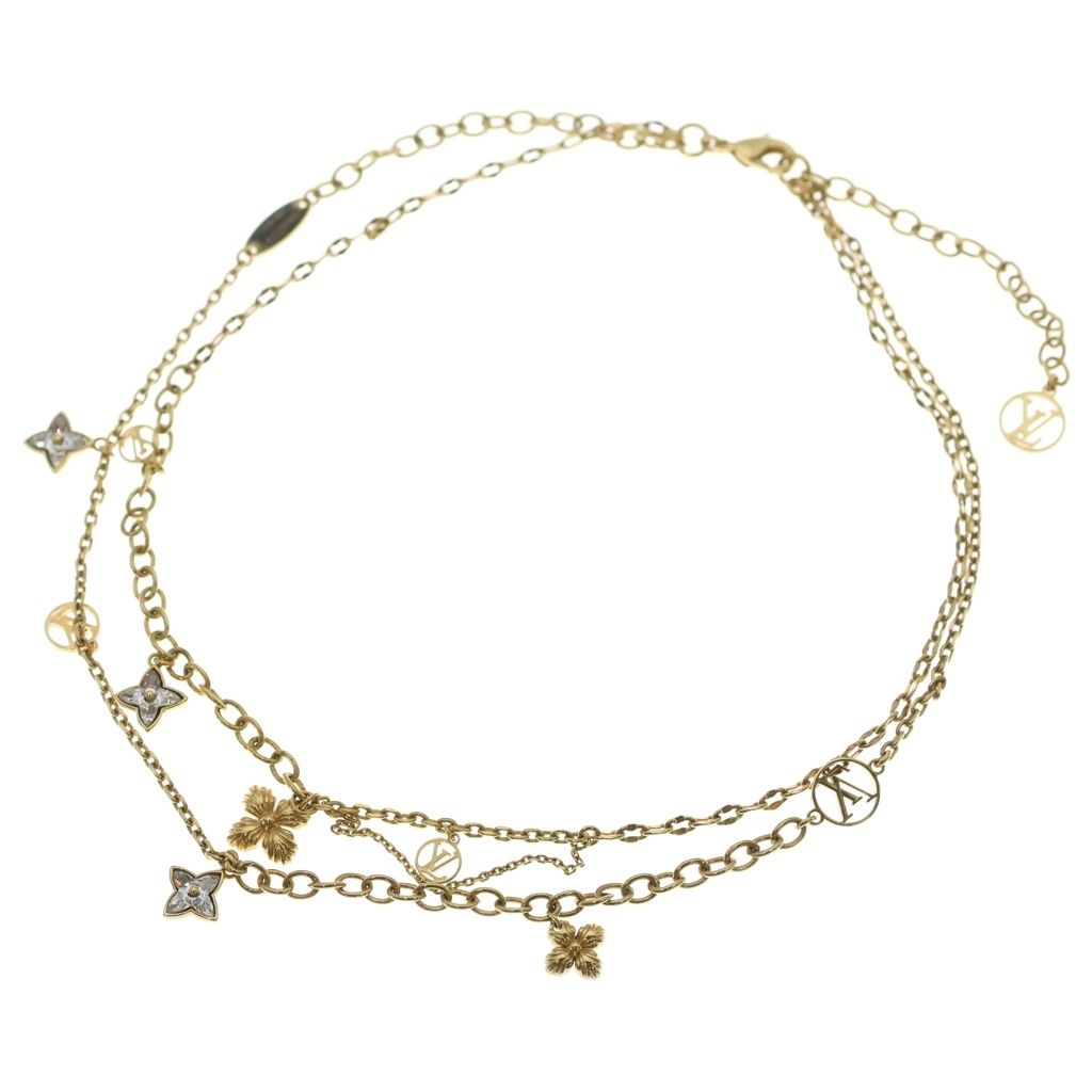 Louis Vuitton Monogram Collier Blue Ming Strass Pendant Chain Gold — view 2