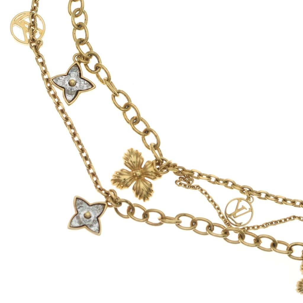 Louis Vuitton Monogram Collier Blue Ming Strass Pendant Chain Gold