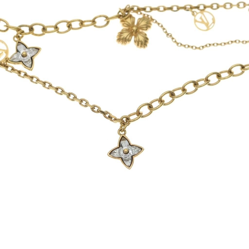 Louis Vuitton Monogram Collier Blue Ming Strass Pendant Chain Gold — view 3