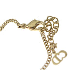 Dior Logo Rhinestone Round Necklace Gold — view 4
