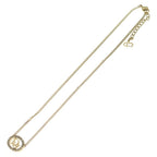 Dior Logo Rhinestone Round Necklace Gold — view 2