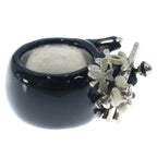 Chanel CC Logo Camellia Eiffel Tower Enamel 13k Ring Black White — view 3