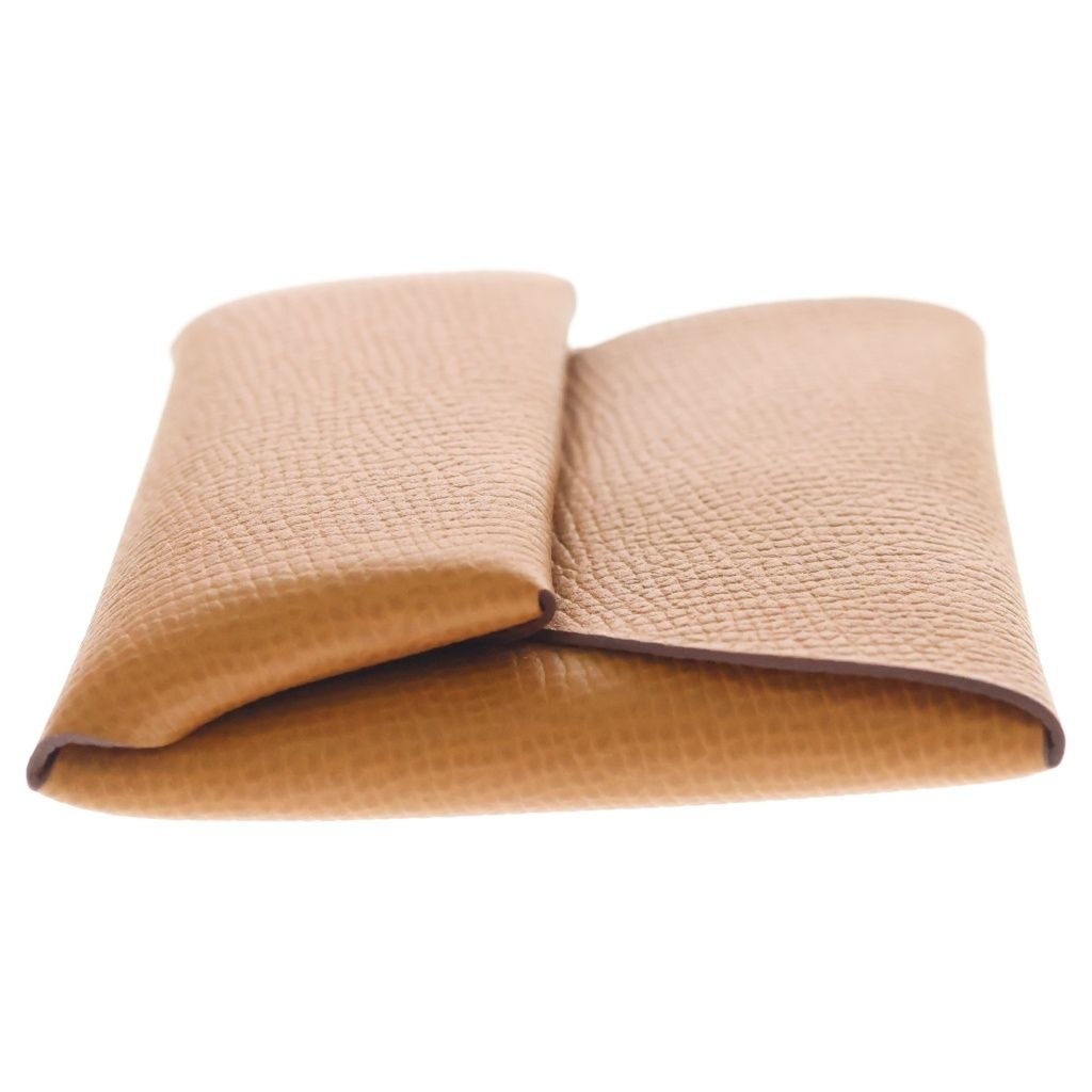 Hermes Bastia Veau Epsom Coin Case Wallet Purse Gold Brown — view 3