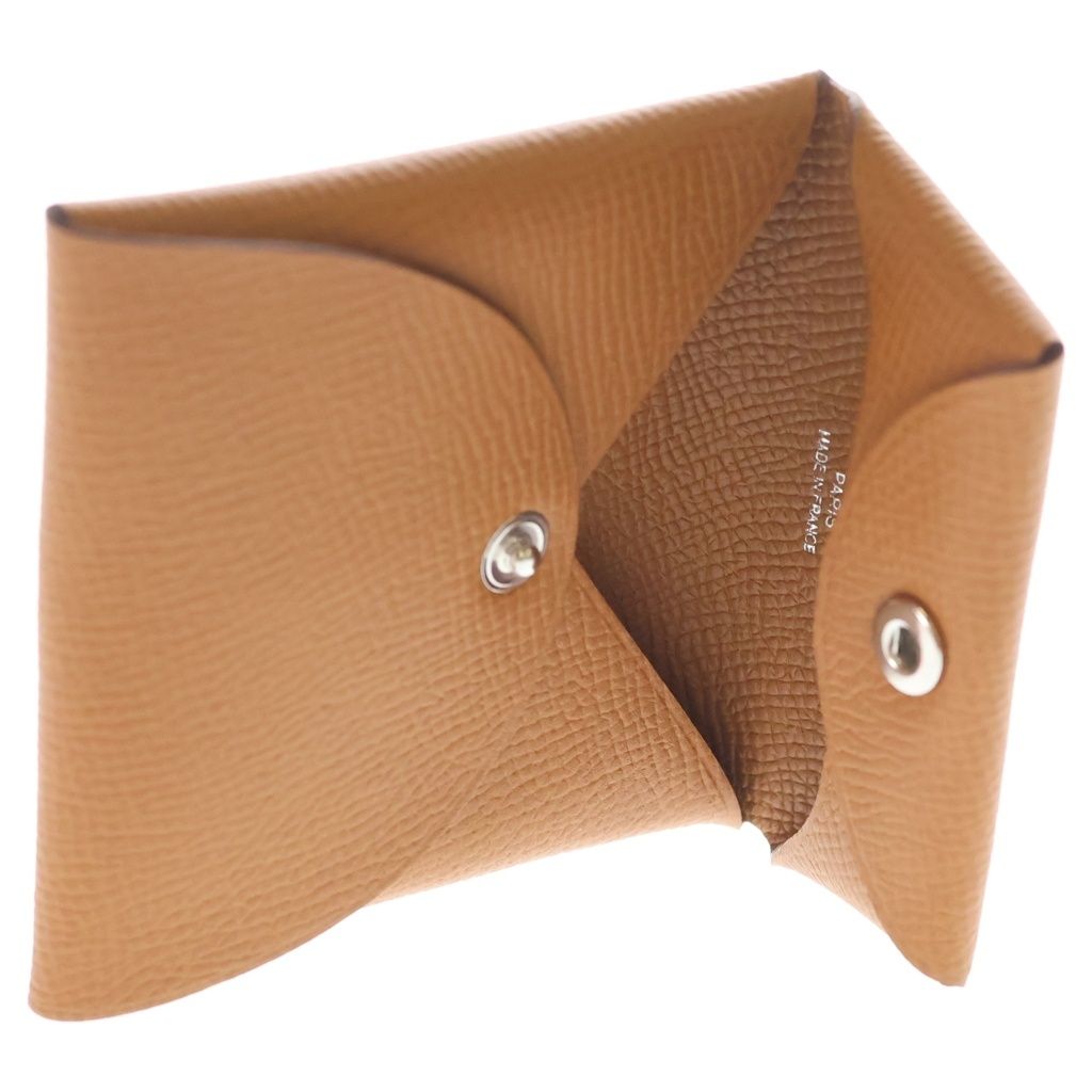 Hermes Bastia Veau Epsom Coin Case Wallet Purse Gold Brown — view 4