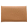 Hermes Calvi Epsom Silver Card Case Business Holder Coin Gold Brown