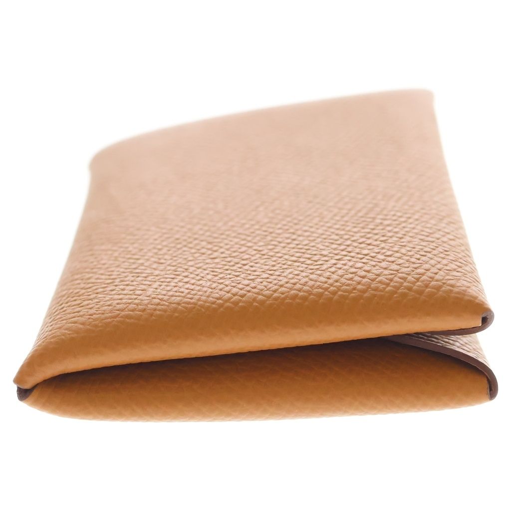 Hermes Calvi Epsom Silver Card Case Business Holder Coin Gold Brown — view 3