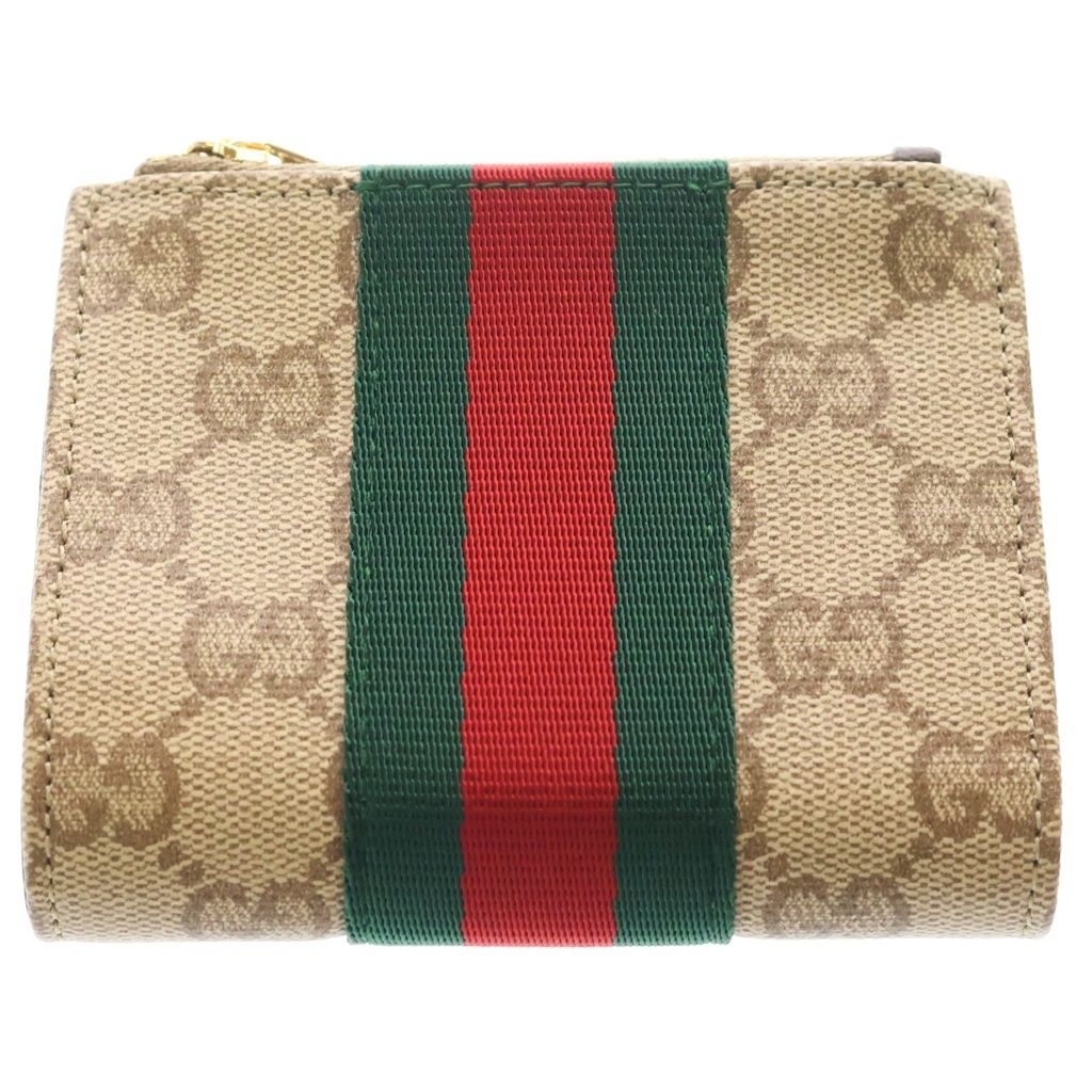 Gucci GG Sherry Line Bifold Wallet Sand & Dark Brown Beige