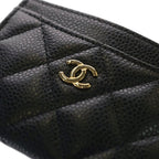 Chanel Quilted Classic CC Logo Caviar Leather Card Case Holder Business Black — view 5