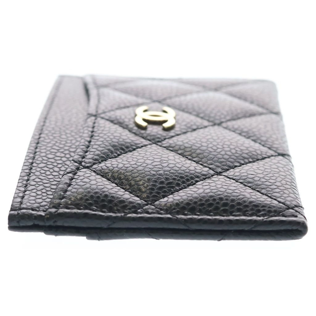Chanel Quilted Classic CC Logo Caviar Leather Card Case Holder Business Black — view 3