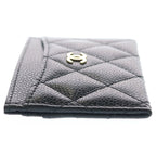 Chanel Quilted Classic CC Logo Caviar Leather Card Case Holder Business Black — view 3