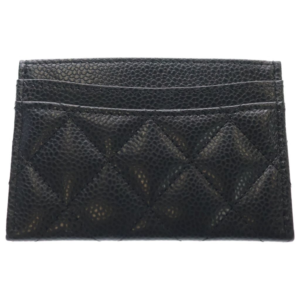 Chanel Quilted Classic CC Logo Caviar Leather Card Case Holder Business Black — view 2