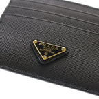 Prada Saffiano Triangle Logo Leather Card Holder Case Black — view 5